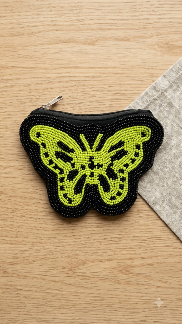 b4odwCgzIp19yYpDZC2_2w Lime Flutter Beaded Butterfly Coin Purse