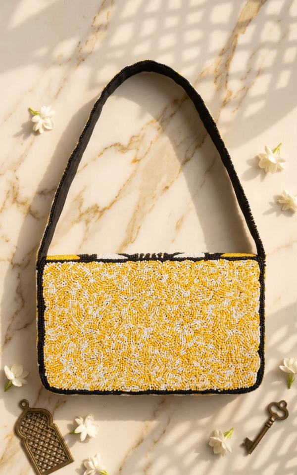 Midnight Tiger Luxe Beaded Shoulder Bag