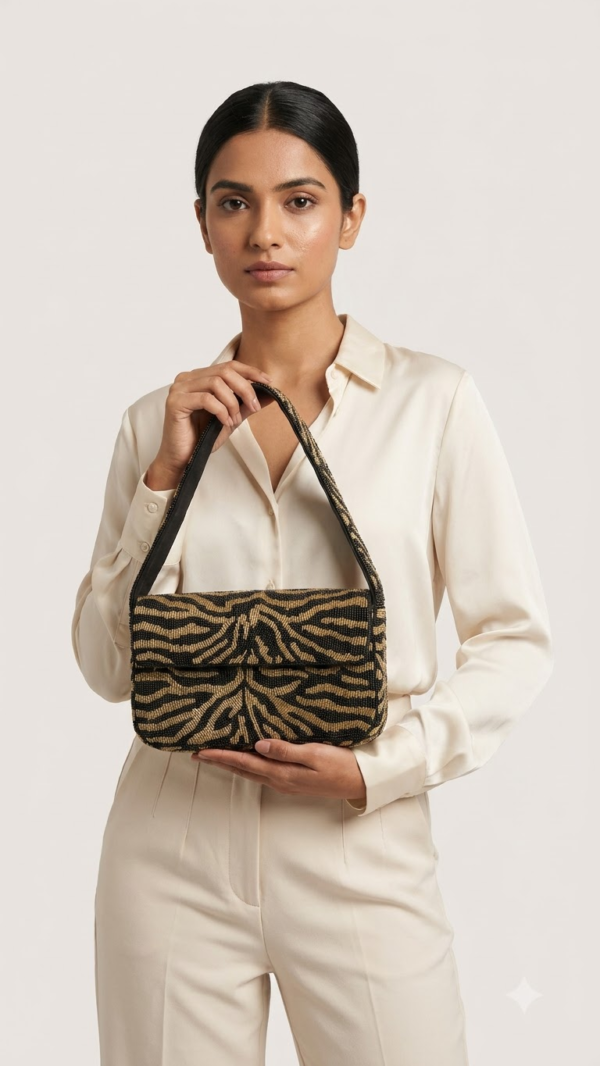 Noir Safari Double-Sided Beaded Shoulder Bag