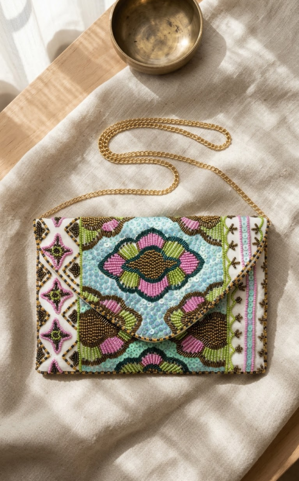 Enchanted Mosaic Beaded Clutch