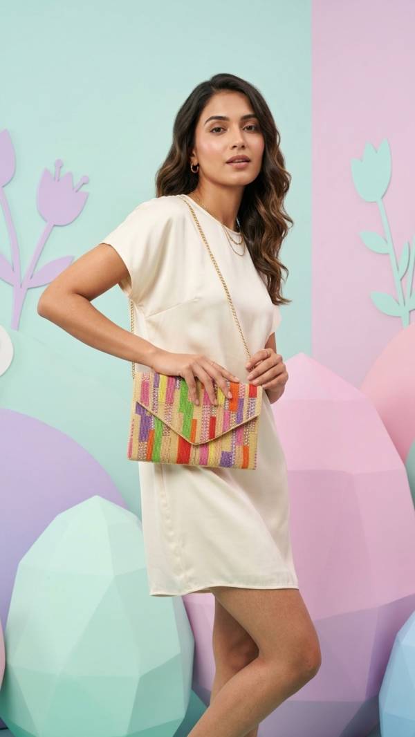 Blush Blossom Floral Beaded Clutch