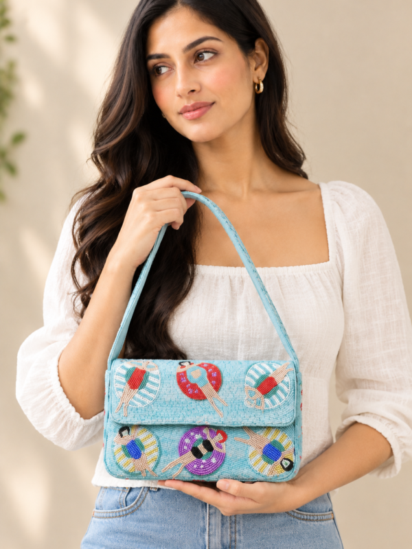 Ocean Pop Double-Sided Beaded Shoulder Bag
